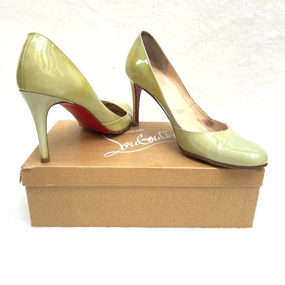 Christian Louboutin Devdas Pale Green Patent Leather Heels